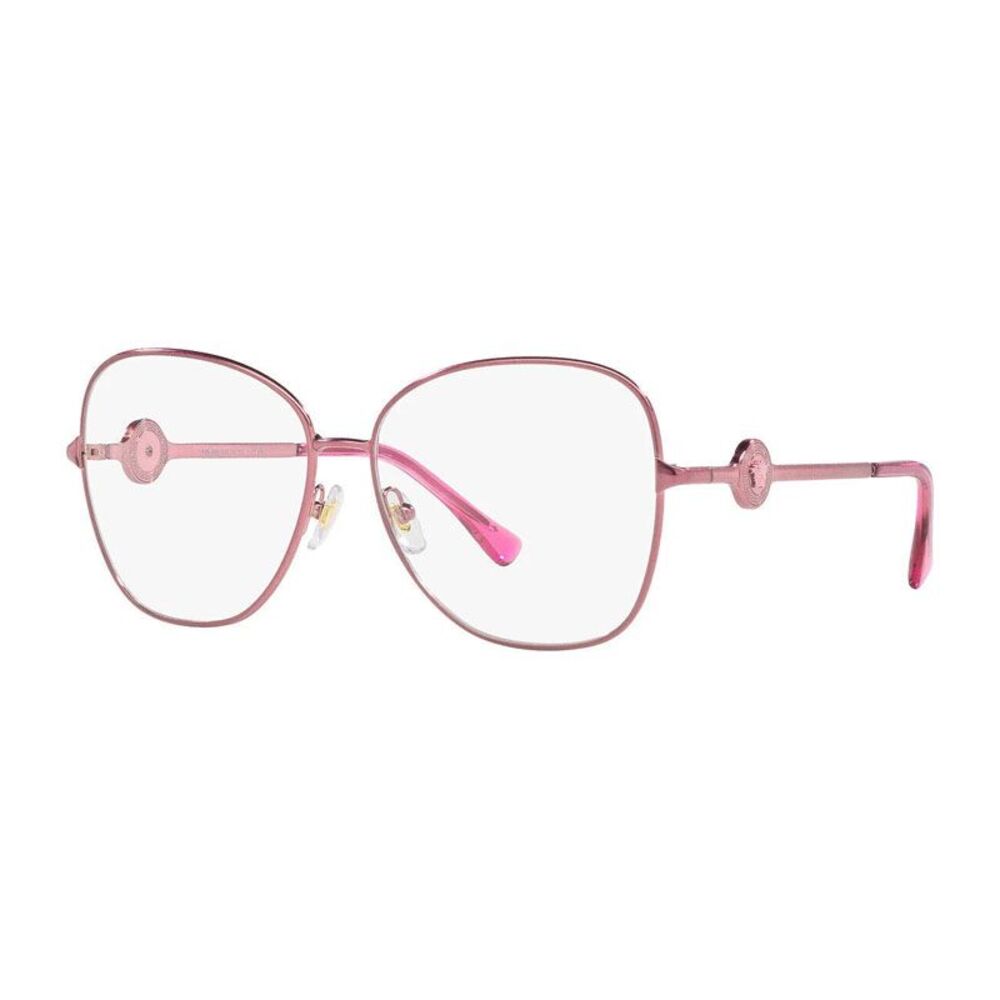 Versace Sunglasses Rectangle Full Rim, Metallized Pink Frame and Clear Lens
